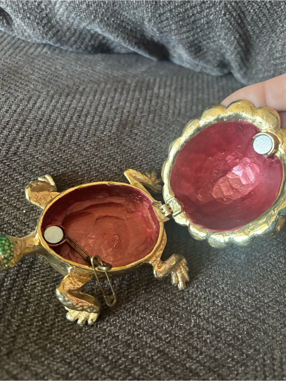 Exquisite Rare Colorful Crystal Detailed Large Enamel Turtle Jewelry Box